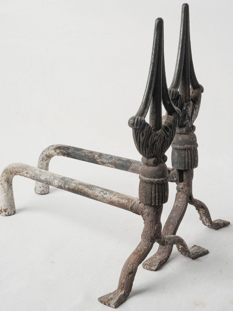 Late 19th-Century Gothic Wrought Iron Andirons