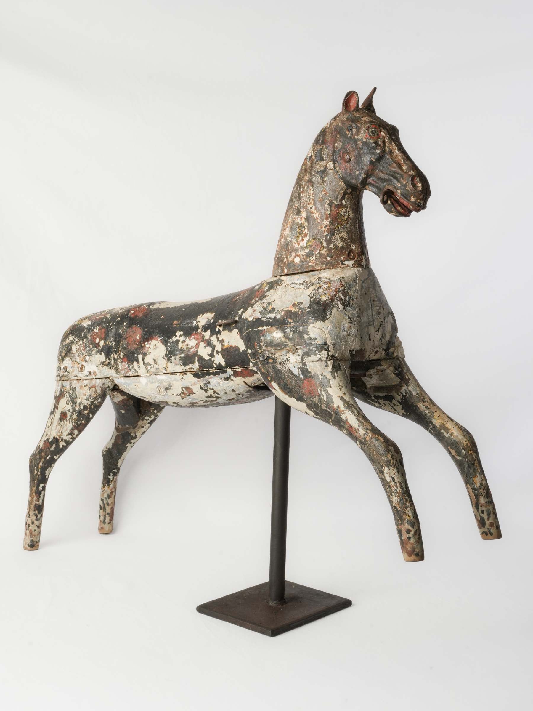 Antique French carousel horse sculpture  