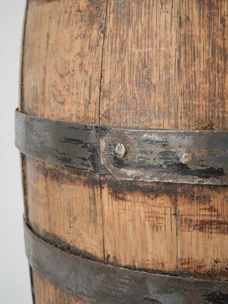 Timeless metal-banded wine cask