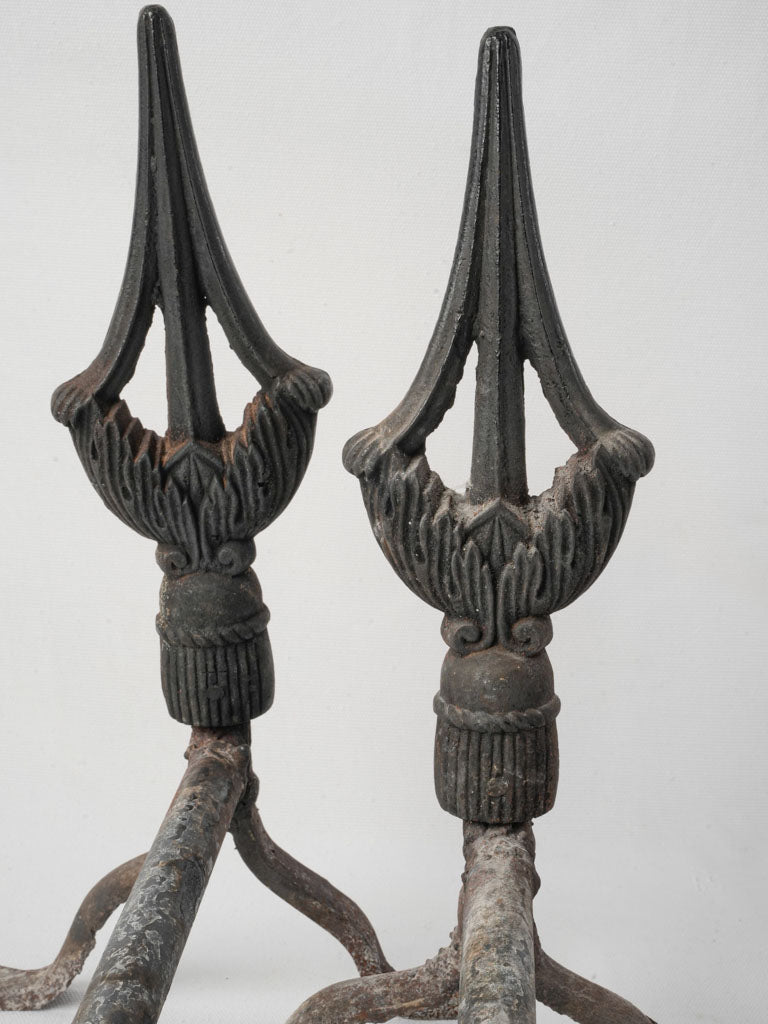 Late 19th-Century Gothic Wrought Iron Andirons