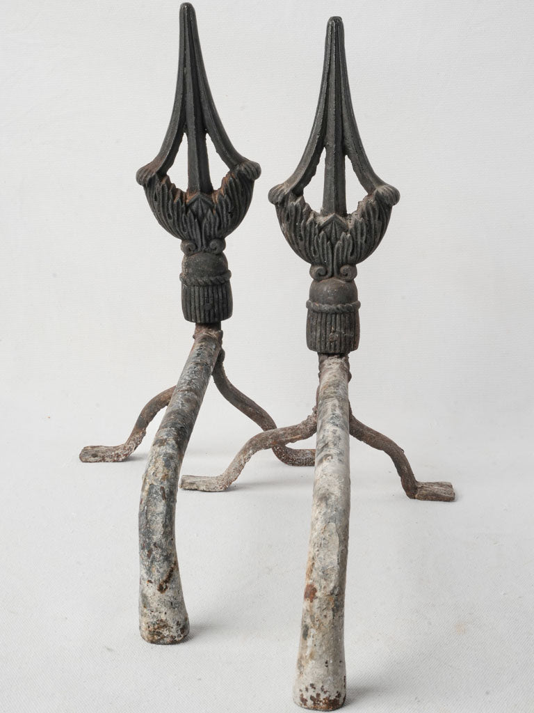Late 19th-Century Gothic Wrought Iron Andirons