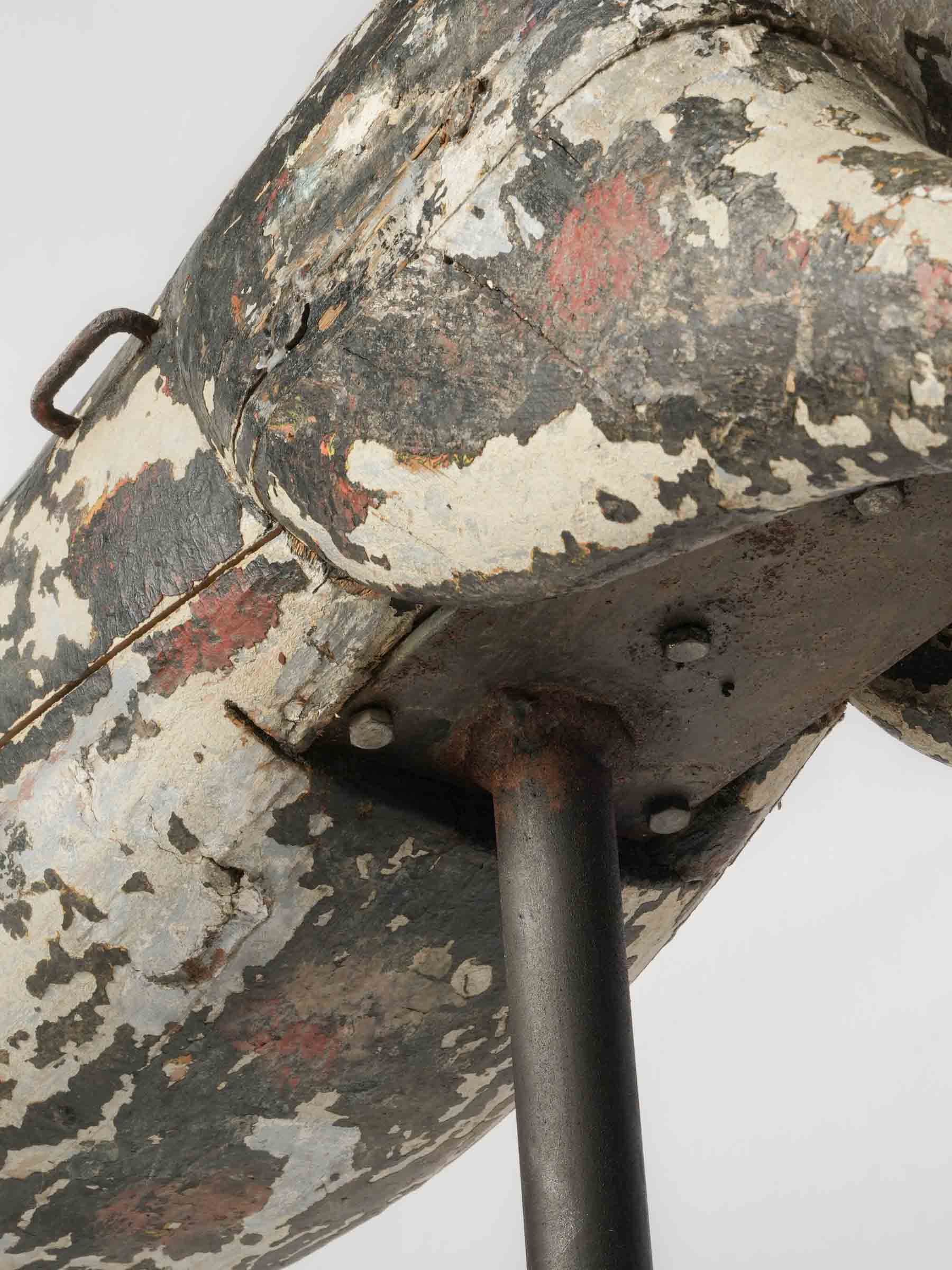 Patina-rich wooden carousel horse art  