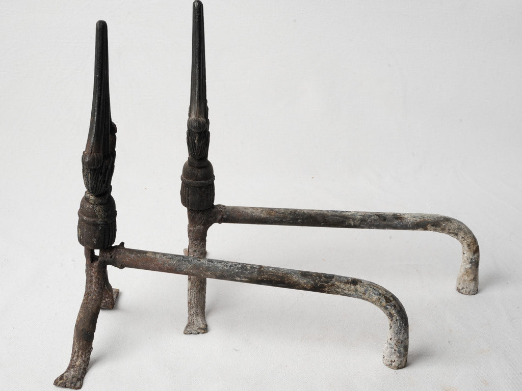 Late 19th-Century Gothic Wrought Iron Andirons