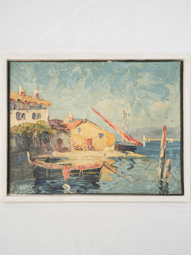 Mid 20th Century Oil Painting of a Sunlit Provençal Harbour - 11½" x 14½"