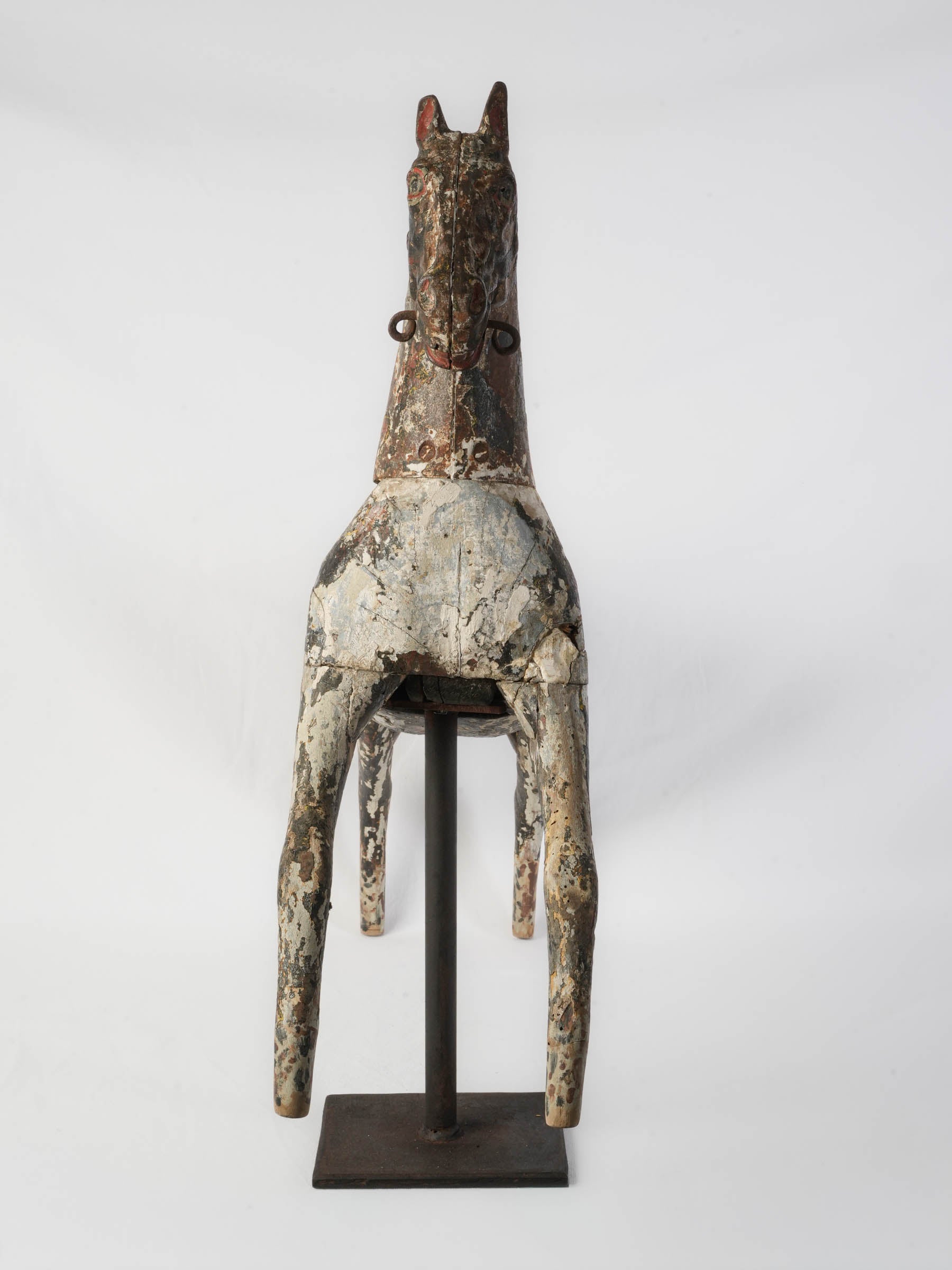 Rustic carved wooden horse decor  