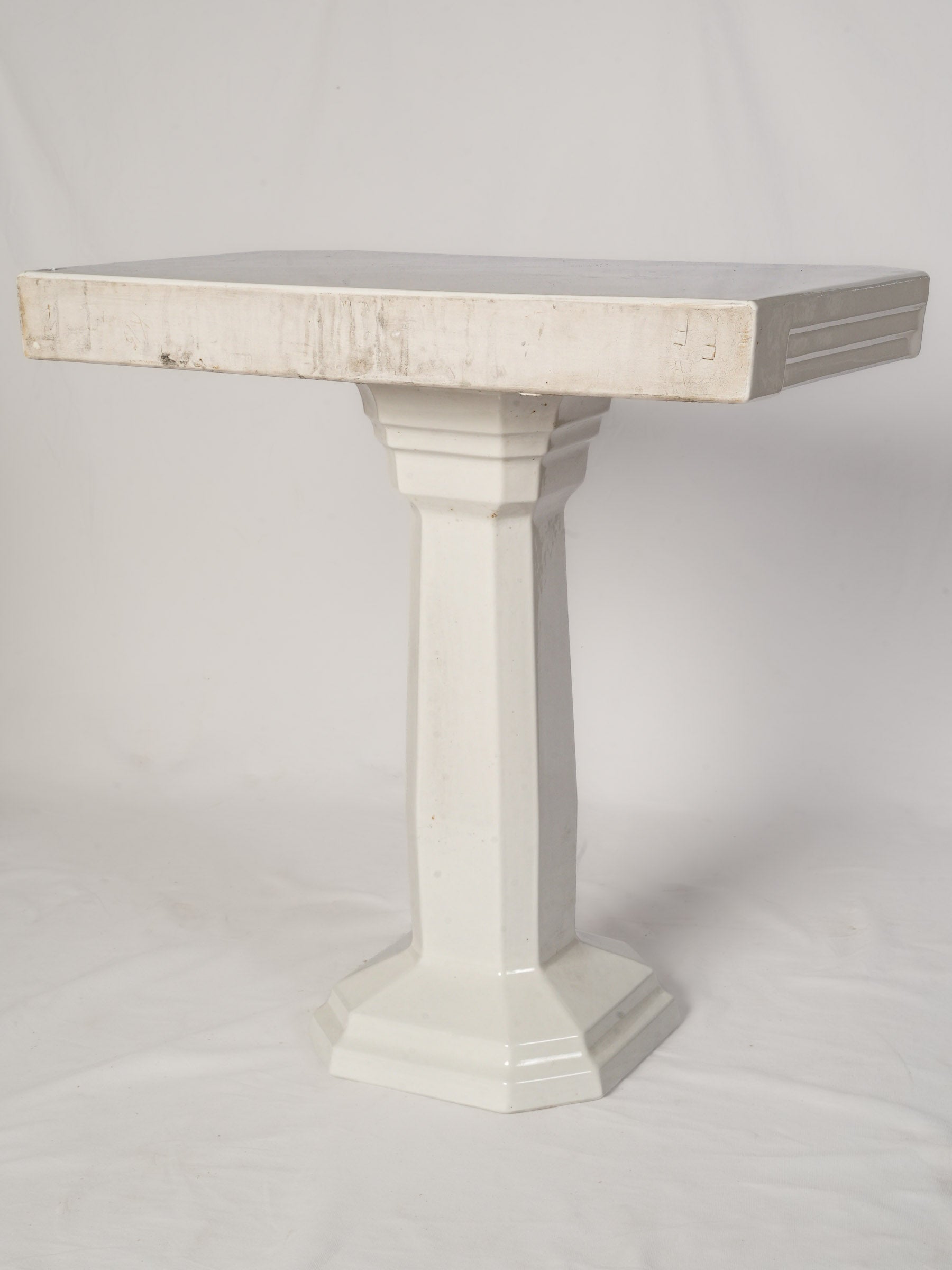 French Art Deco White Ceramic Bathroom Console, circa 1930s - 31"