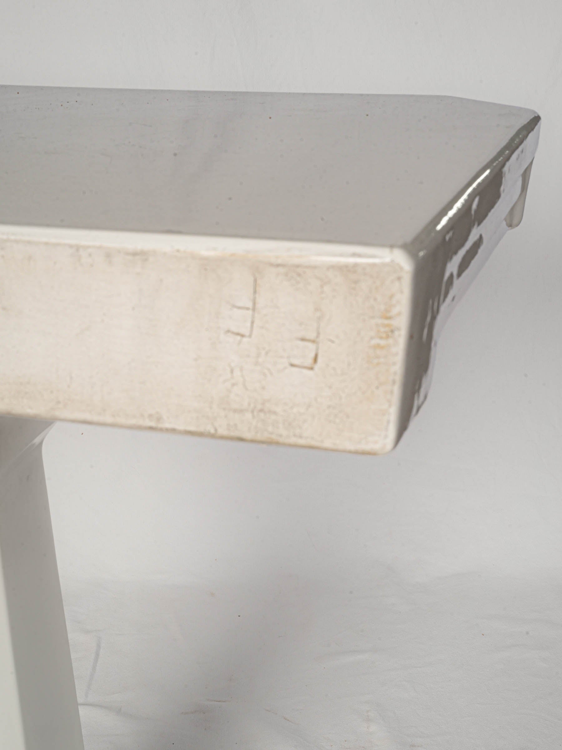 French Art Deco White Ceramic Bathroom Console, circa 1930s - 31"