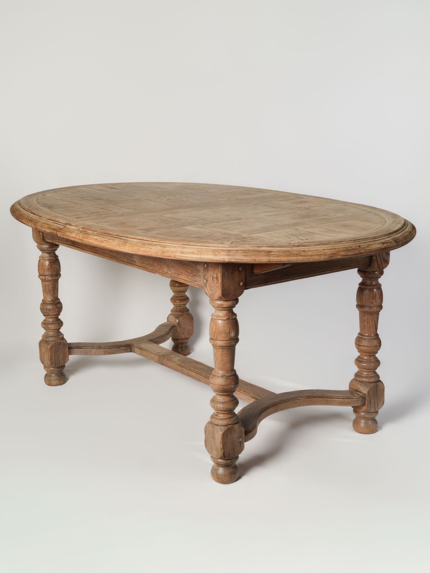Beautiful Extendable Oak Dining Table w/ Parquetry Top, Early 20th Century