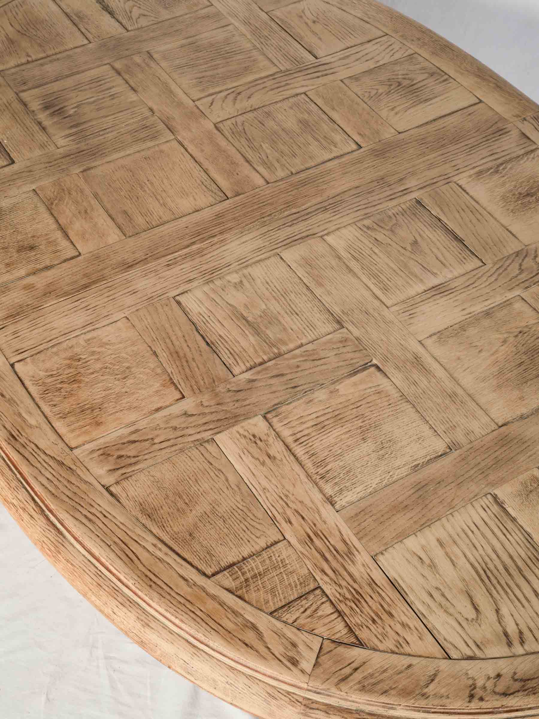 Beautiful Extendable Oak Dining Table w/ Parquetry Top, Early 20th Century