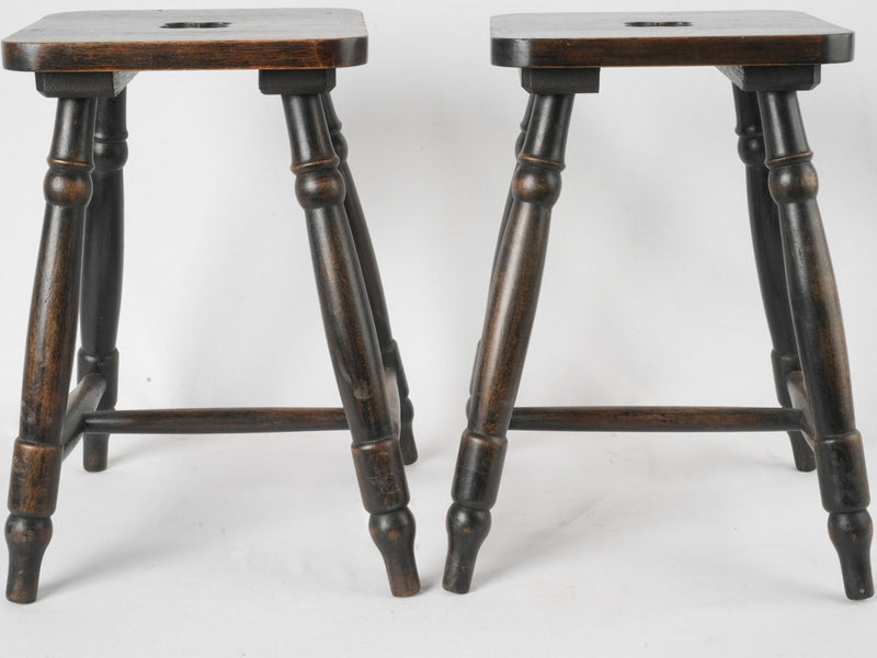Rustic turned-leg designer oak stools