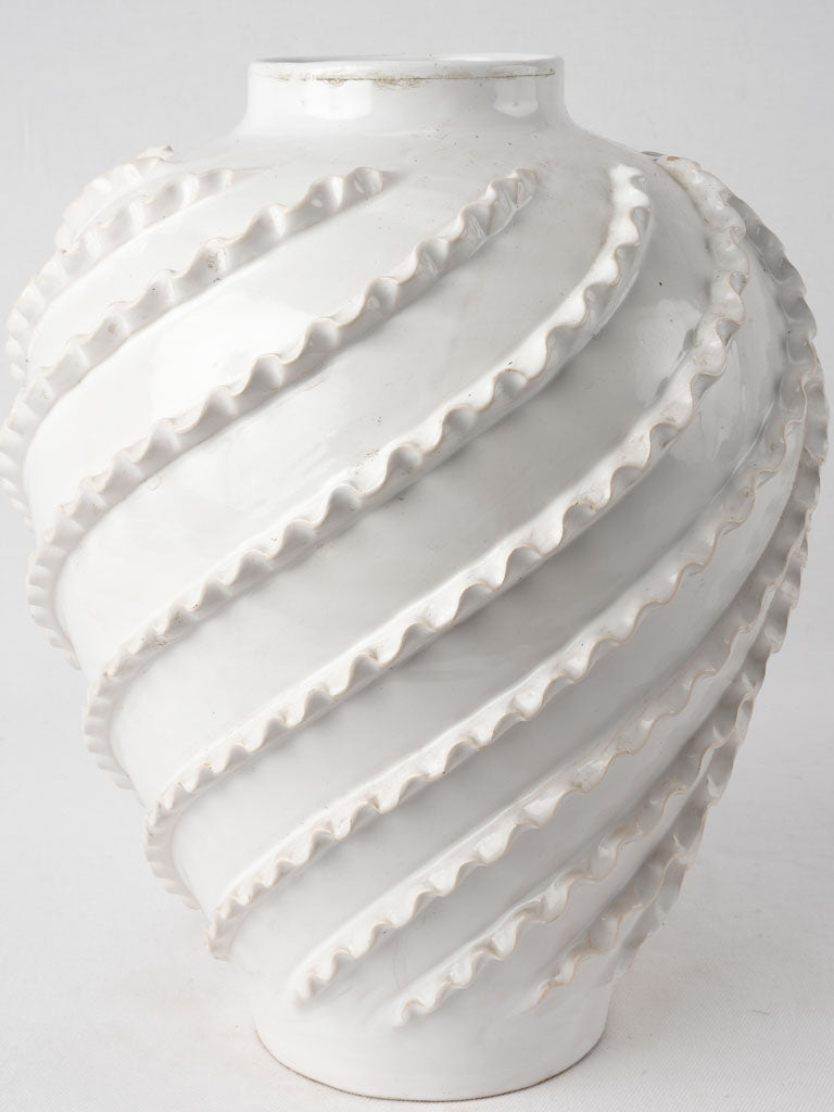 Large white vase w/ diagonal stripe - Emile Tessier 13¾"