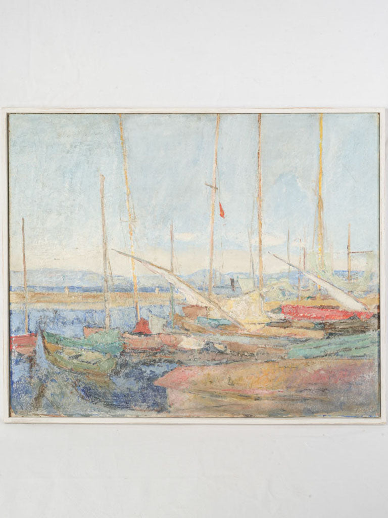 Mediterranean Harbour - Oil on Panel Signed R. Giguet