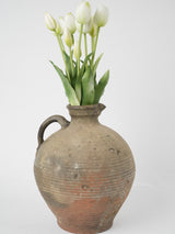 French glazed vintage ceramic ribbed vase
