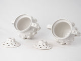 Pair of white lidded tulipieres vases - Emile Tessier 6¾"