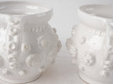 Pair of white lidded tulipieres vases - Emile Tessier 6¾"