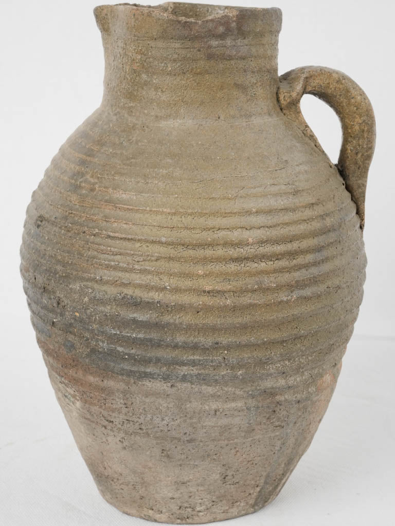 European demi-glazed ribbed pitcher