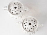 Pair of white lidded tulipieres vases - Emile Tessier 6¾"