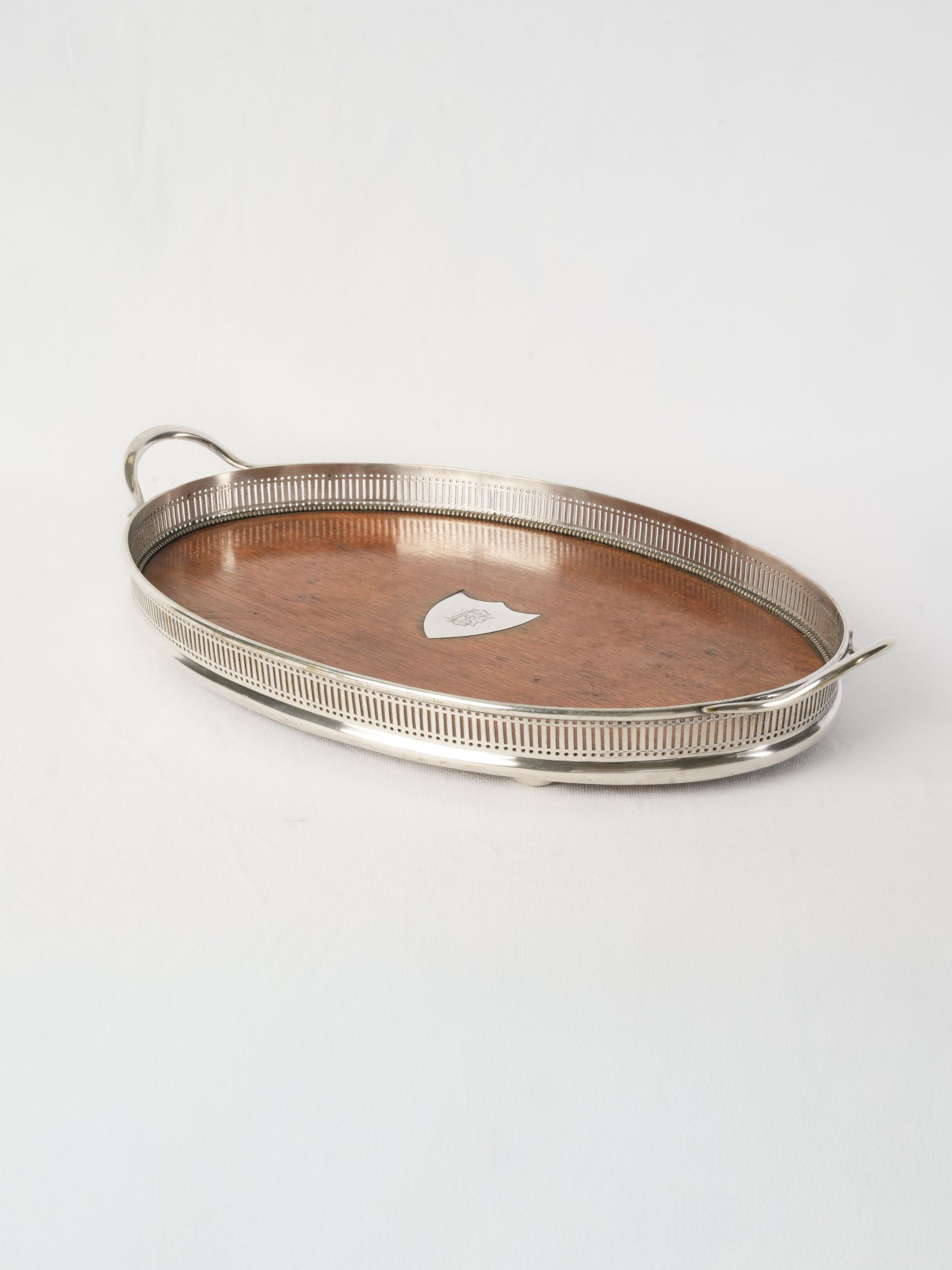 Elegant Victorian silver-plate serving tray  