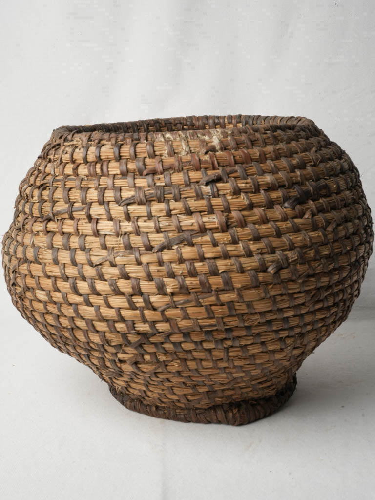 Mellow patina reed basket  