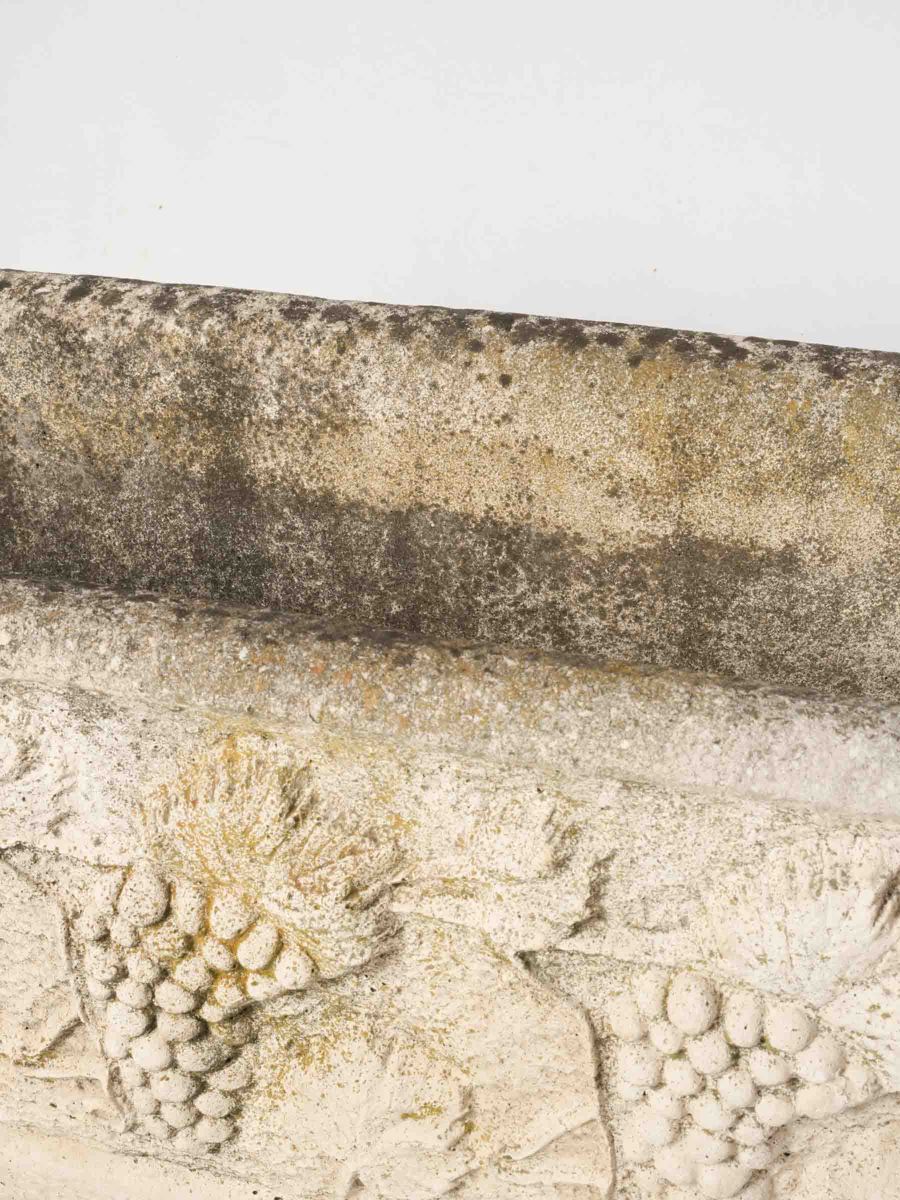 Set of Four Substantial French Reconstituted Stone Garden Planters w/ Vine Motif, c.1950s -37"