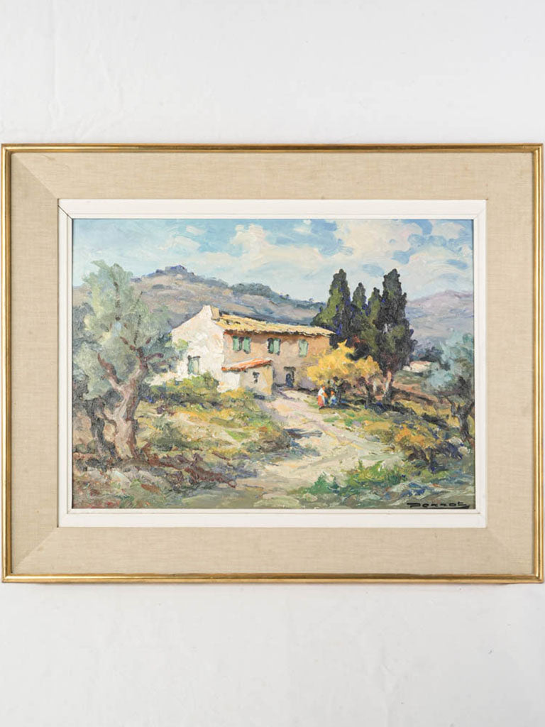 Large 20th-Century Oil on Canvas of a Sunlit Provençal Mas - 24¾" x 30¾"