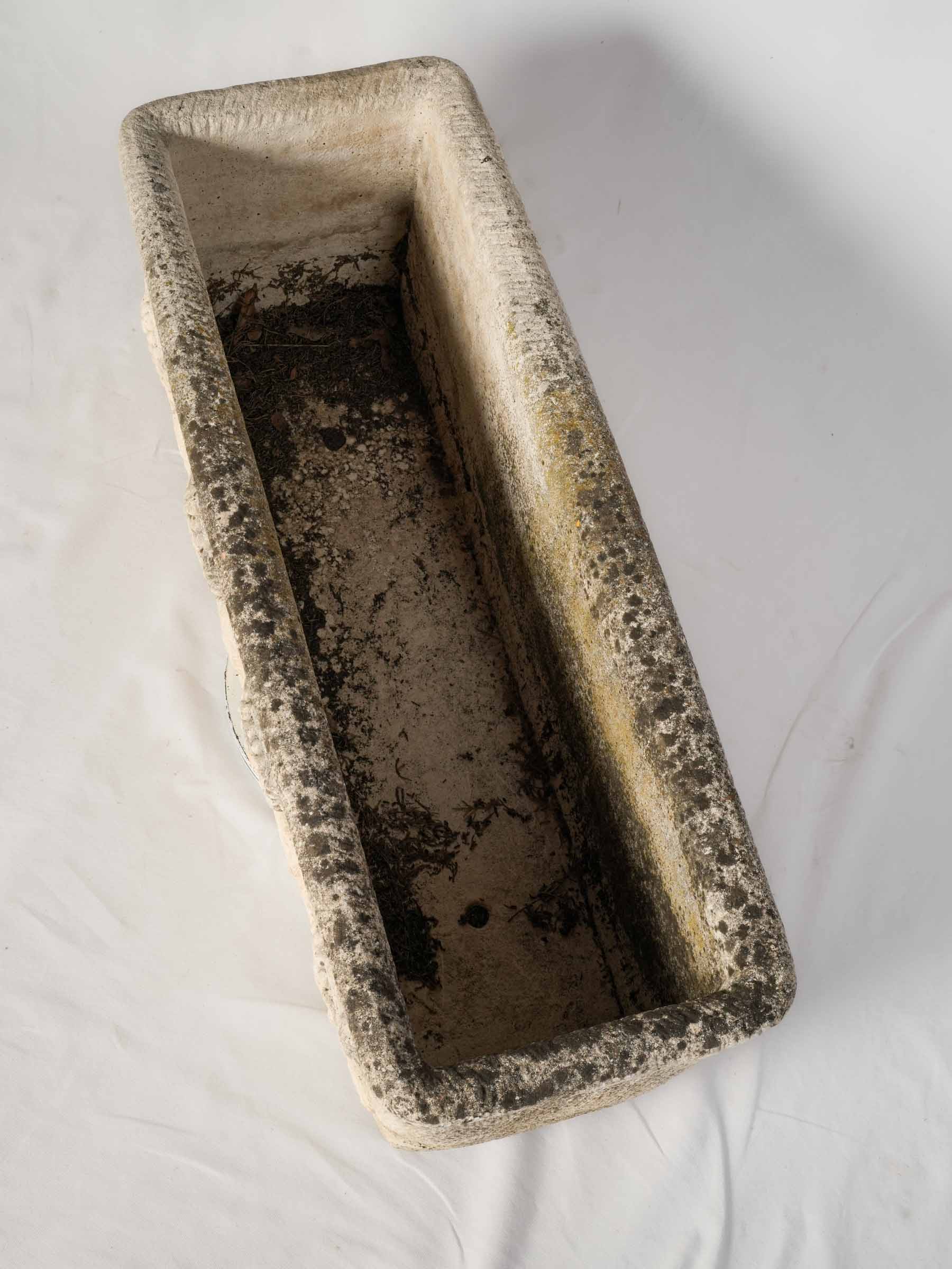 Set of Four Substantial French Reconstituted Stone Garden Planters w/ Vine Motif, c.1950s -37"