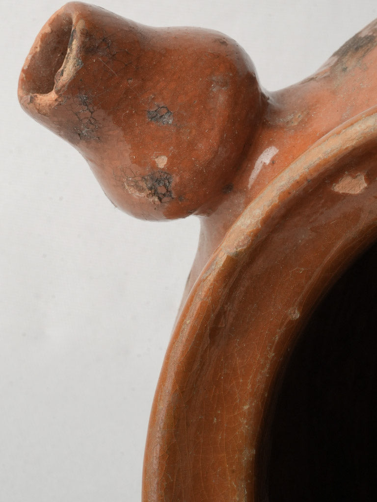 Historical weathered glaze terracotta vase  