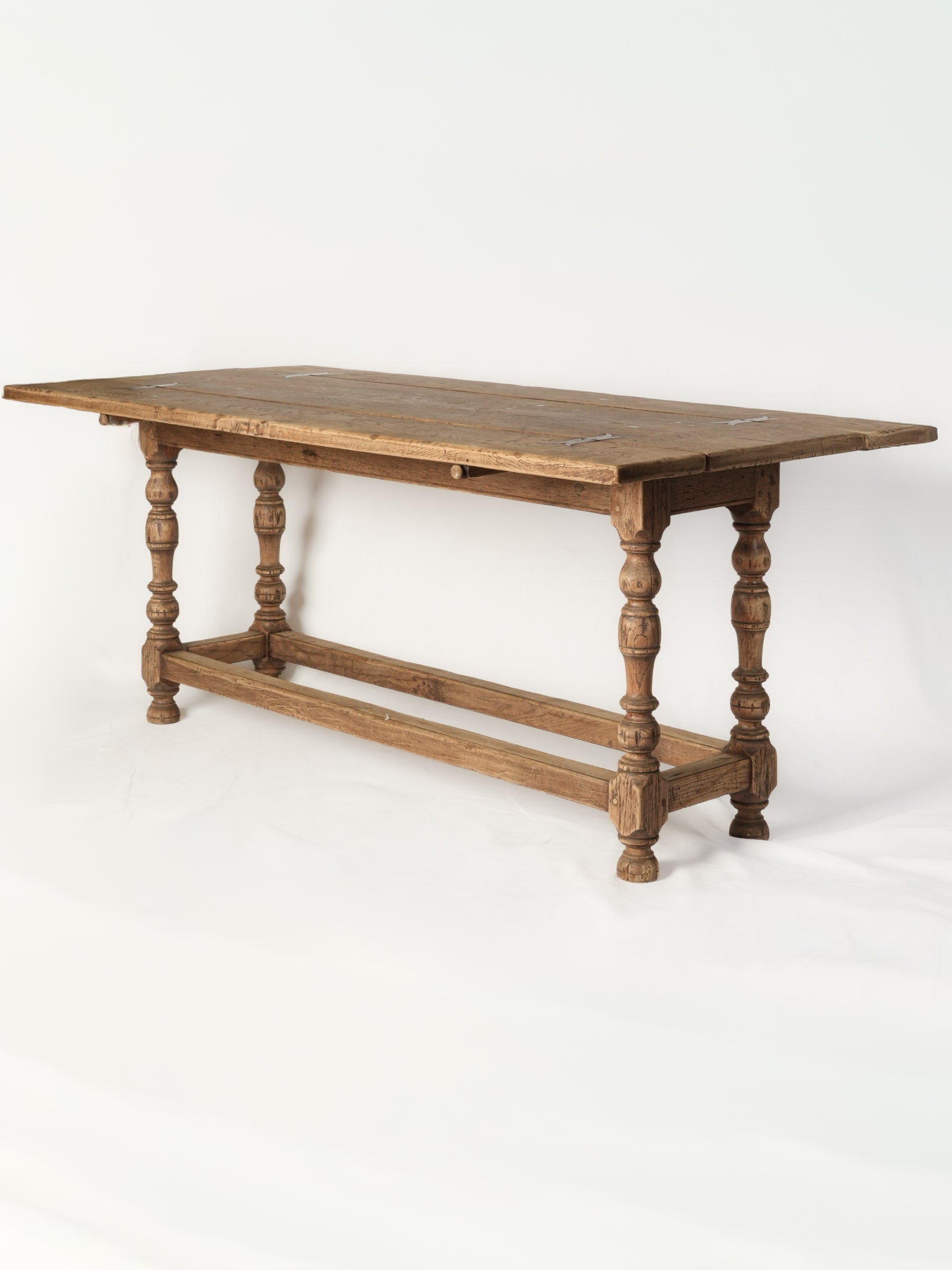 French Rustic Louis XIII Style Folding Dining Table in Oak, Late 19th Century - 70¾"
