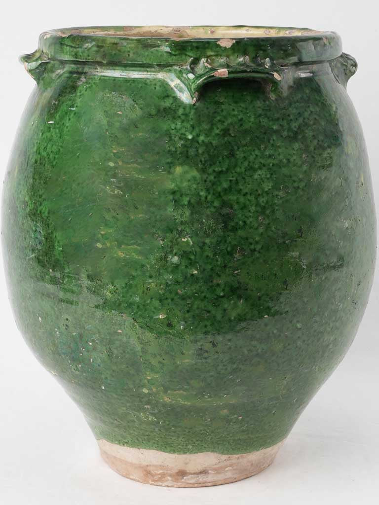 Large green olive pot - 4 handles - late 18th century - 17¾"