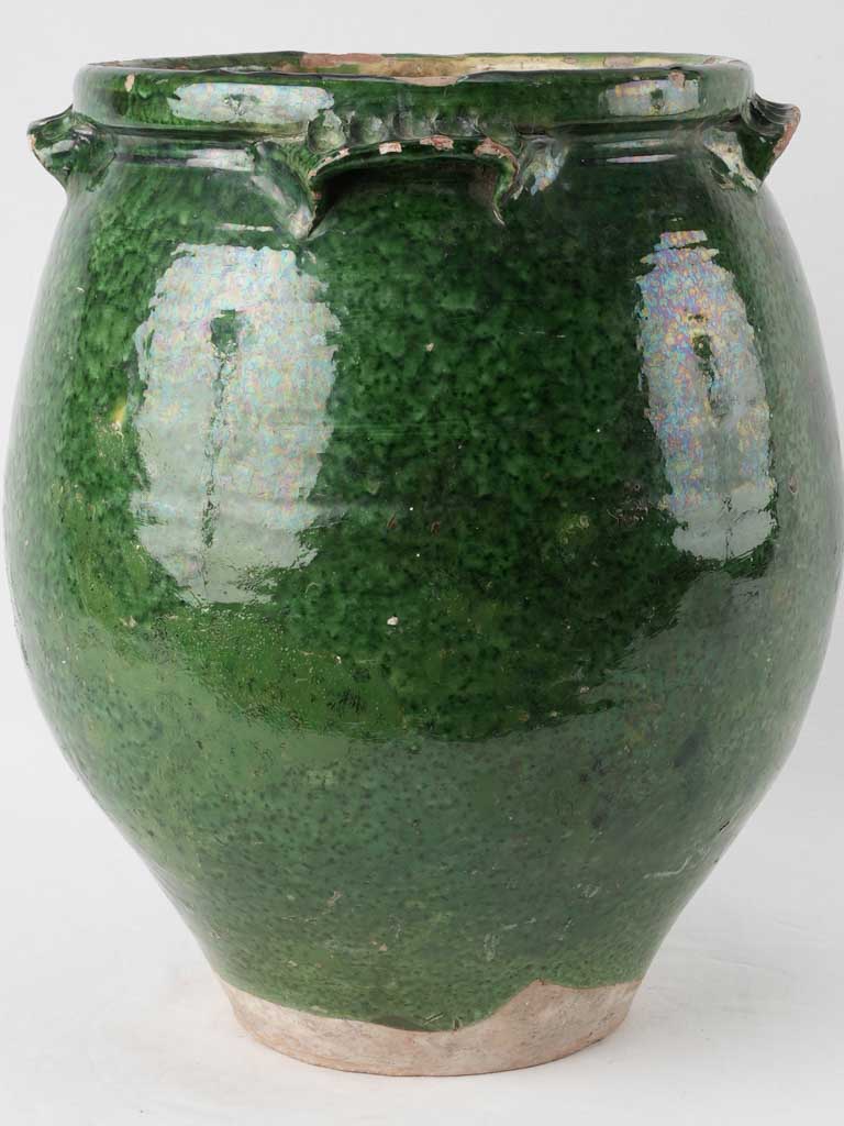 Large green olive pot - 4 handles - late 18th century - 17¾"