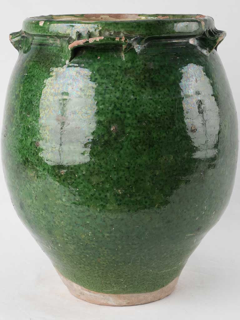 Large green olive pot - 4 handles - late 18th century - 17¾"