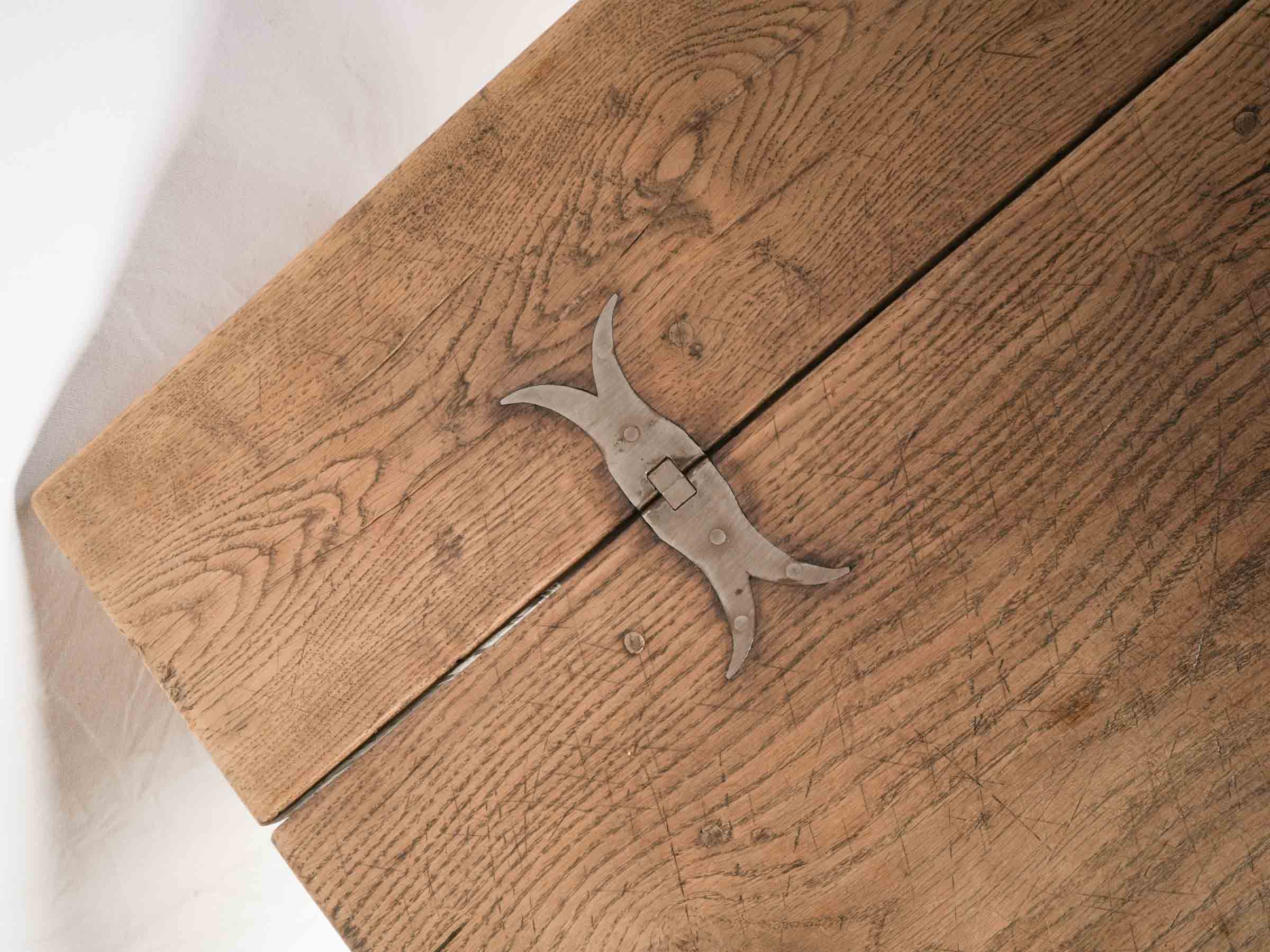 French Rustic Louis XIII Style Folding Dining Table in Oak, Late 19th Century - 70¾"