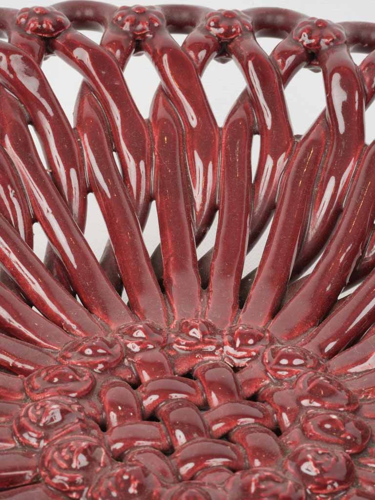 Textured Floral Ceramic Fruit Bowl