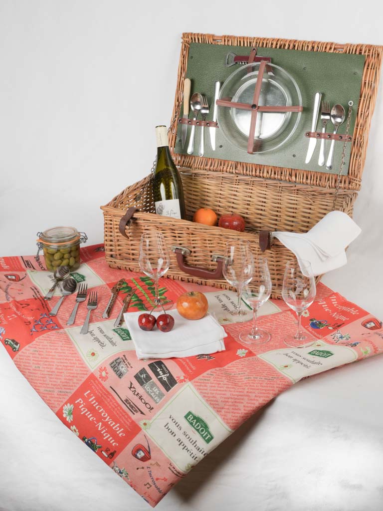 Charming vintage wicker picnic basket
