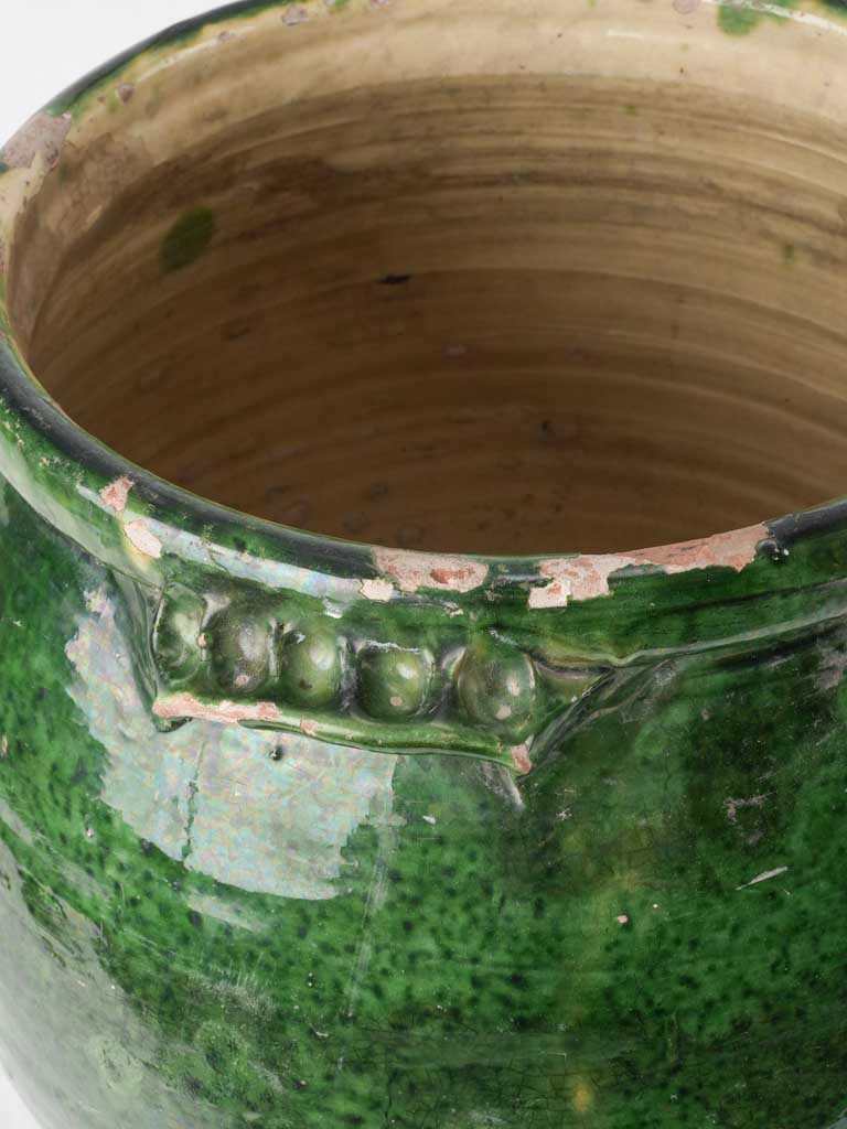 Large green olive pot - 4 handles - late 18th century - 17¾"