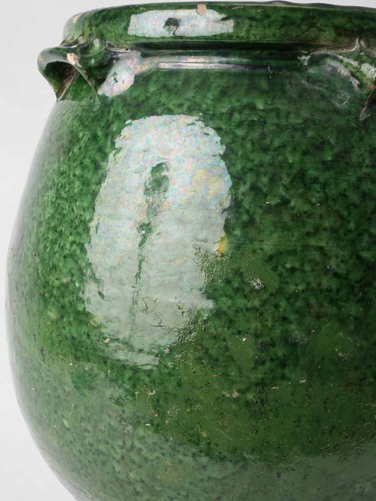 Large green olive pot - 4 handles - late 18th century - 17¾"