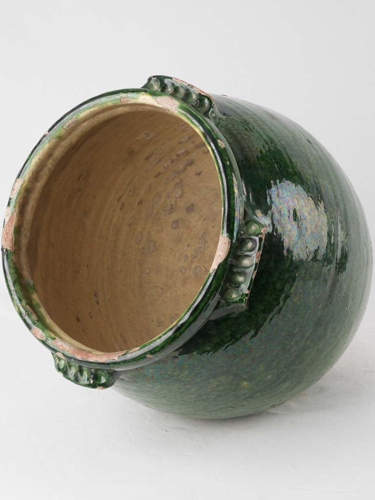 Large green olive pot - 4 handles - late 18th century - 17¾"