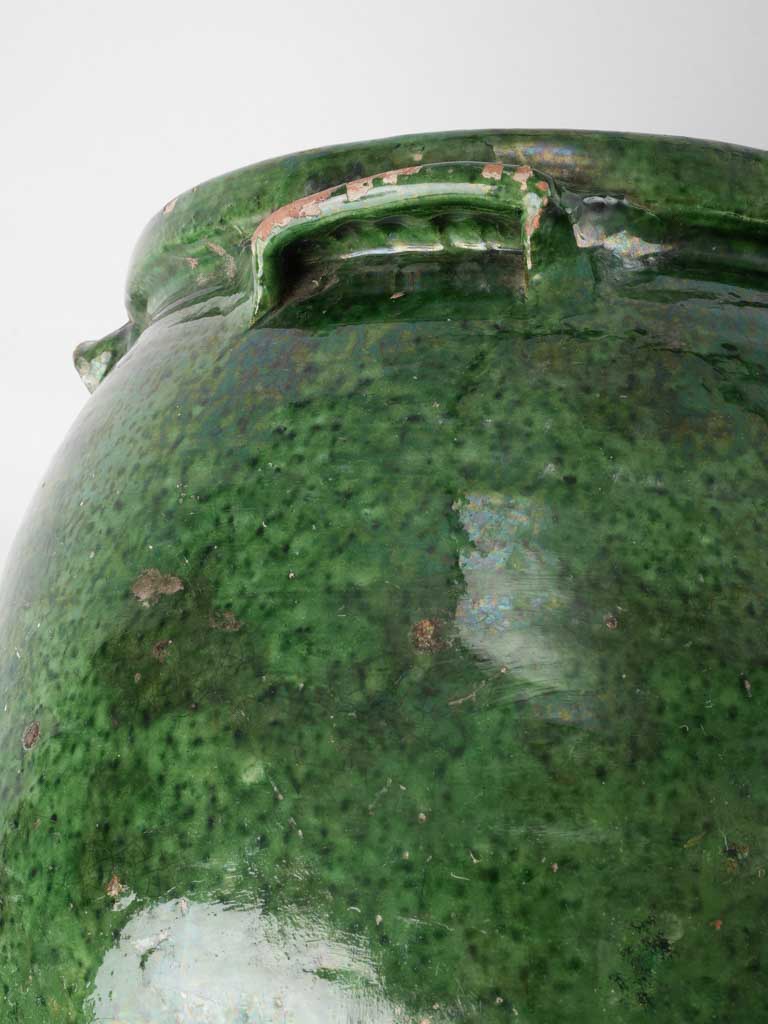 Large green olive pot - 4 handles - late 18th century - 17¾"