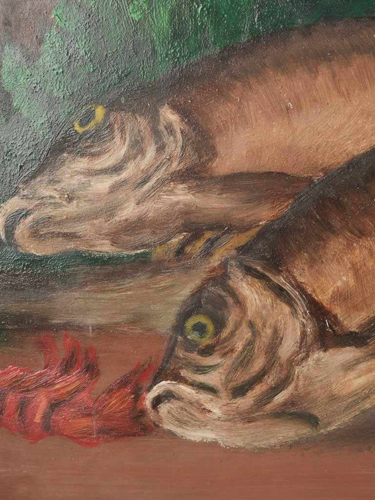 Aged fish and lobster painting