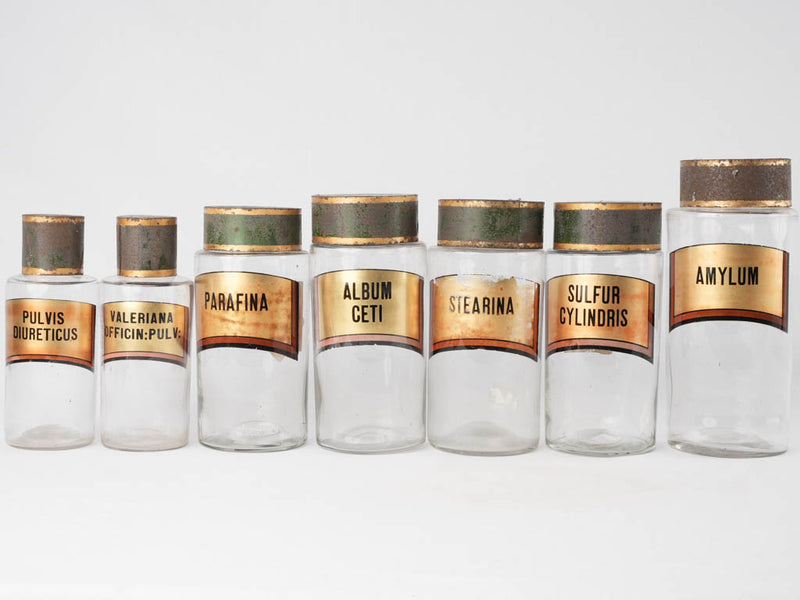 Timeless amber-labeled apothecary jar set