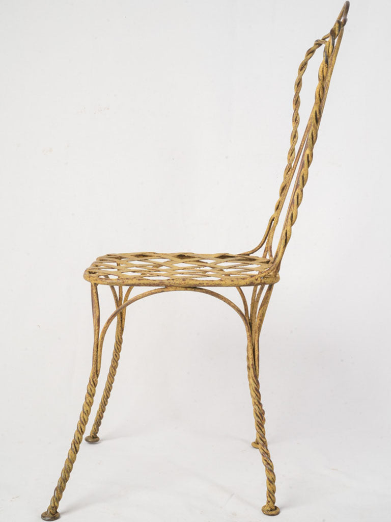 Set of Four Late 20th Century Wrought Iron Garden Chairs in Sunny Yellow Patina - 37¾"