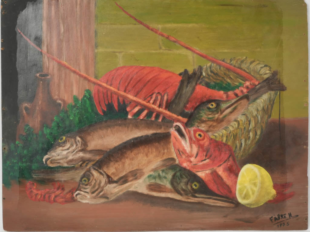 Classic fish and lobster oil painting