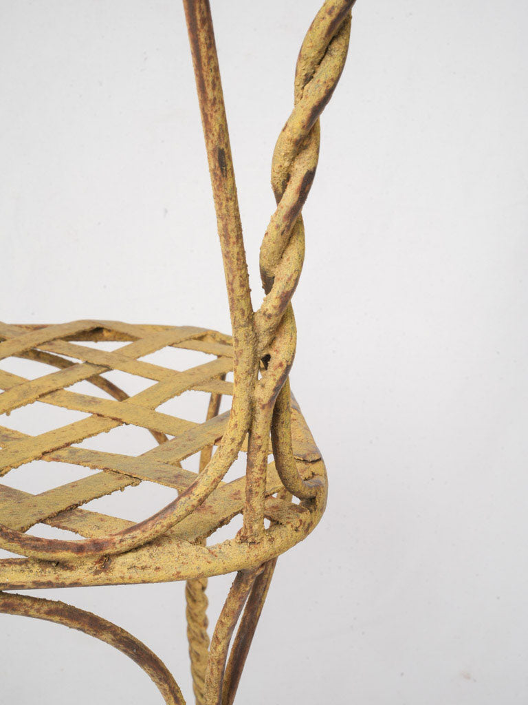 Set of Four Late 20th Century Wrought Iron Garden Chairs in Sunny Yellow Patina - 37¾"