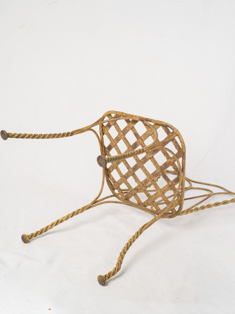 Set of Four Late 20th Century Wrought Iron Garden Chairs in Sunny Yellow Patina - 37¾"