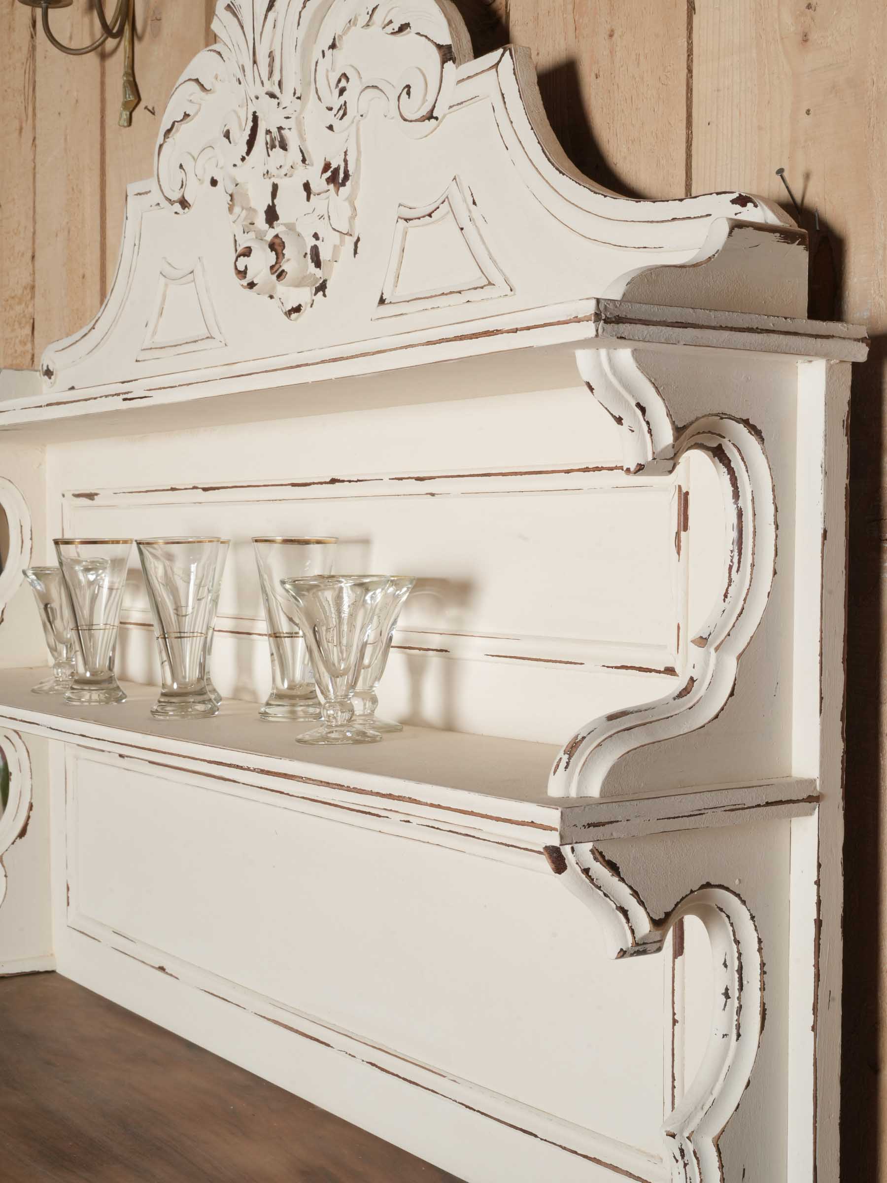 French Saint-Hubert Buffet w/ Distressed Cream Finish, Early 20th Century - 78" x 51½"