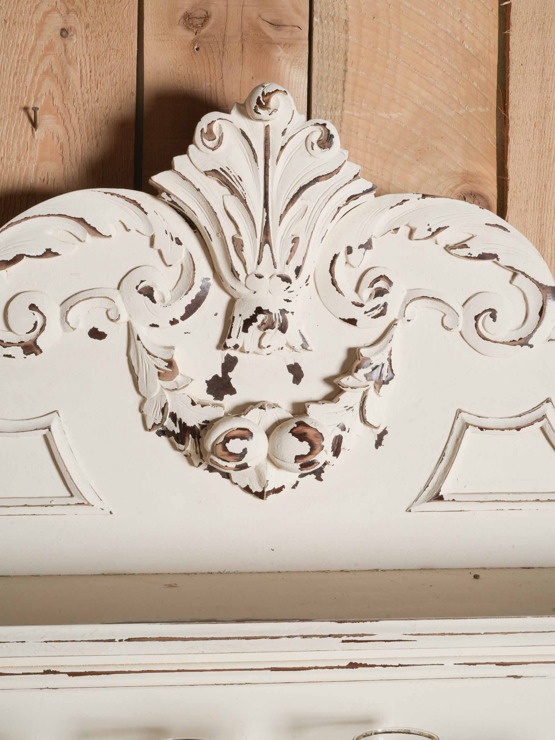 French Saint-Hubert Buffet w/ Distressed Cream Finish, Early 20th Century - 78" x 51½"