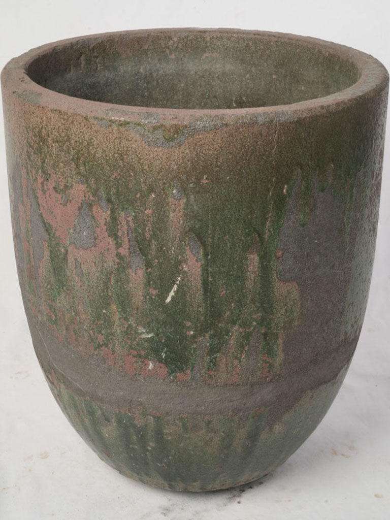 Large Mid 20th Century Industrial Crucible Planter w/ Mineral Heat Patina - 23¾"