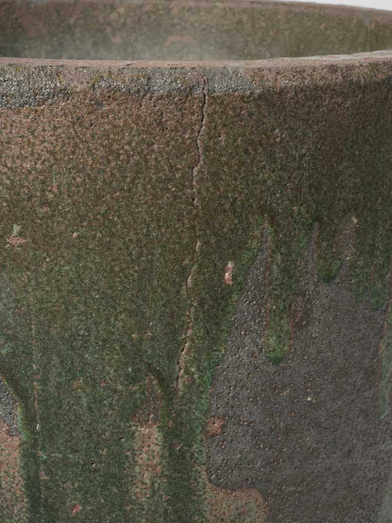 Large Mid 20th Century Industrial Crucible Planter w/ Mineral Heat Patina - 23¾"