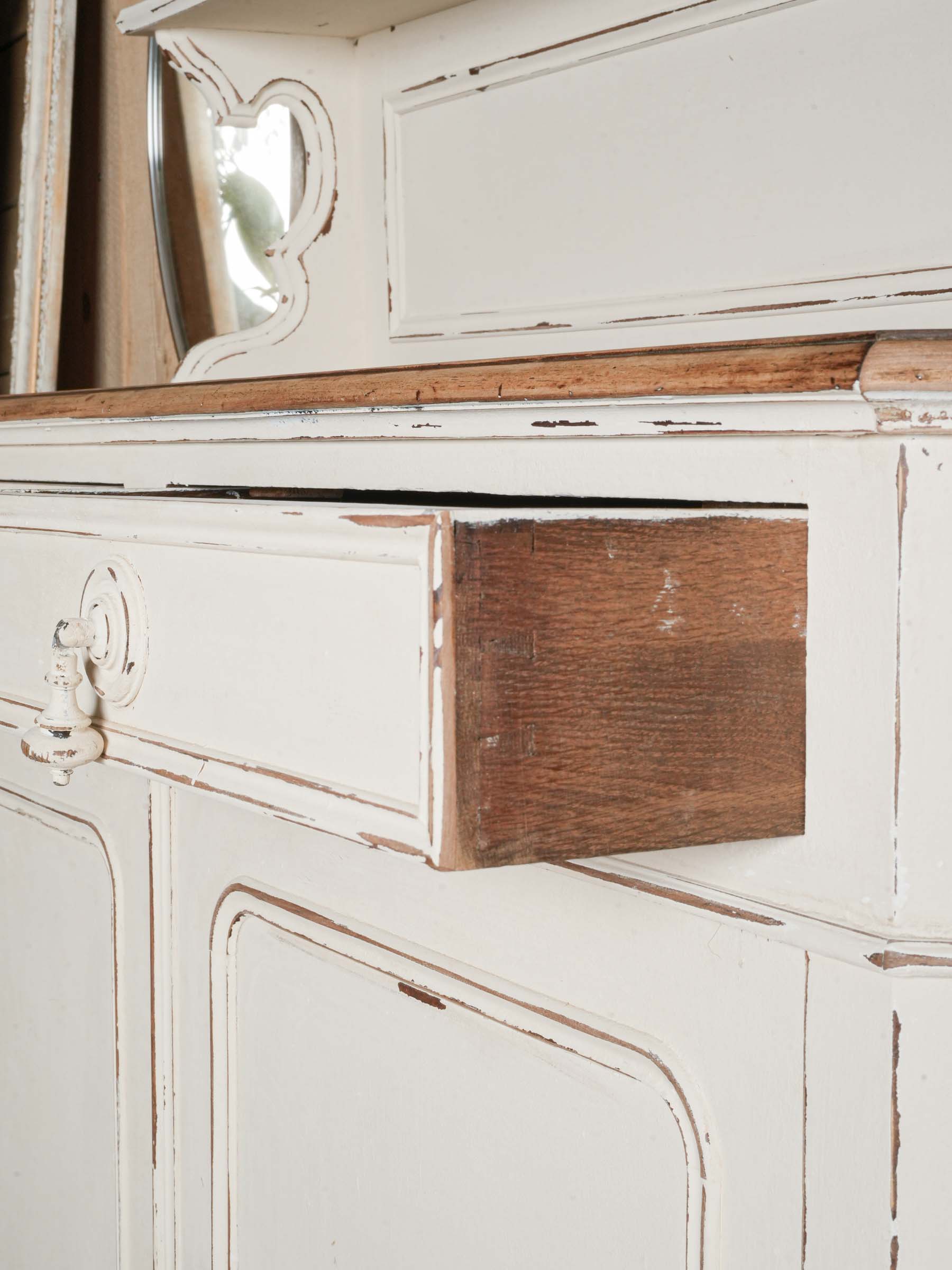 French Saint-Hubert Buffet w/ Distressed Cream Finish, Early 20th Century - 78" x 51½"