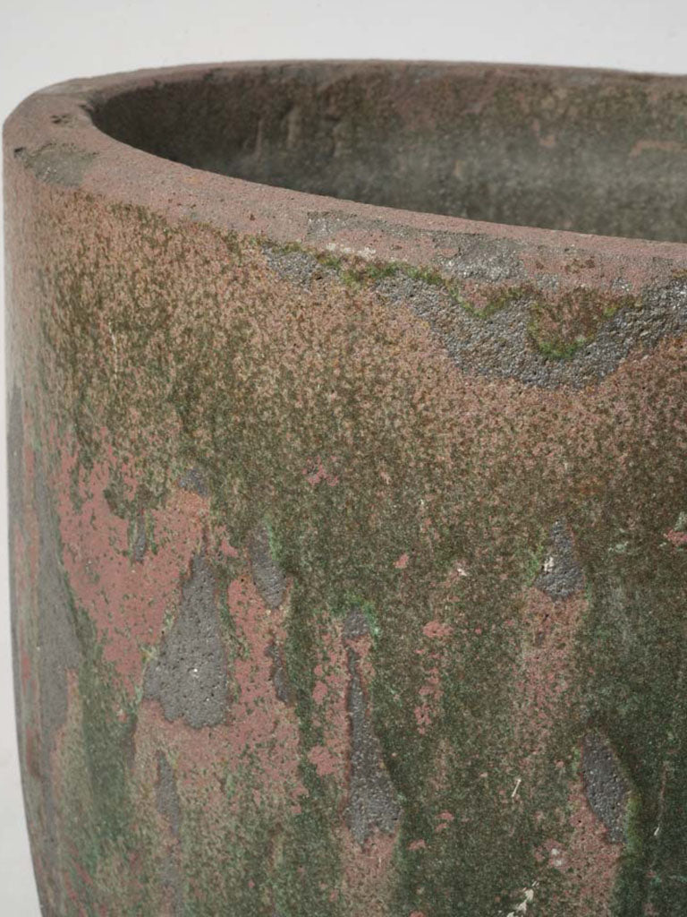 Large Mid 20th Century Industrial Crucible Planter w/ Mineral Heat Patina - 23¾"